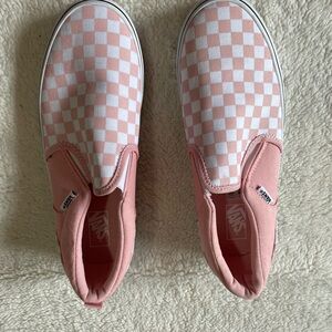 Vans Pink Checkered Slip-On Sneakers big kids size 6
